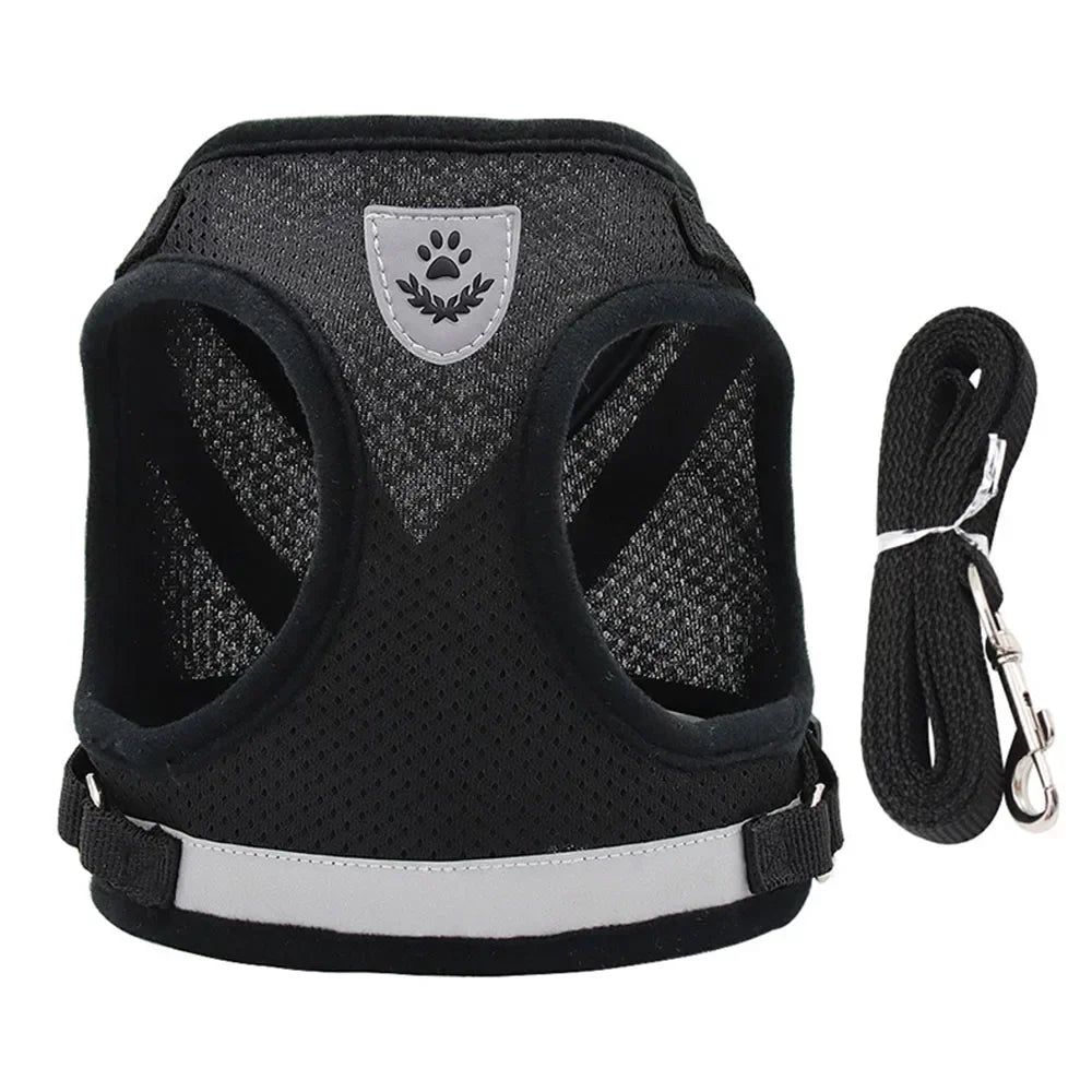 Harnais ajustable réfléchissant avec laisse pour chats et petits chiens